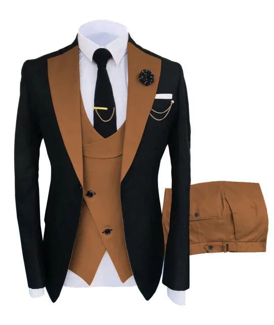 Ternos masculinos 3 peças sob medida melhor homem noivo casamento smoking fino ajuste jacquard duas cores blazer jaqueta colete calças smoking roupas