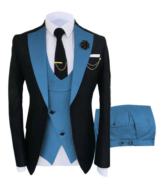 Ternos masculinos 3 peças sob medida melhor homem noivo casamento smoking fino ajuste jacquard duas cores blazer jaqueta colete calças smoking roupas