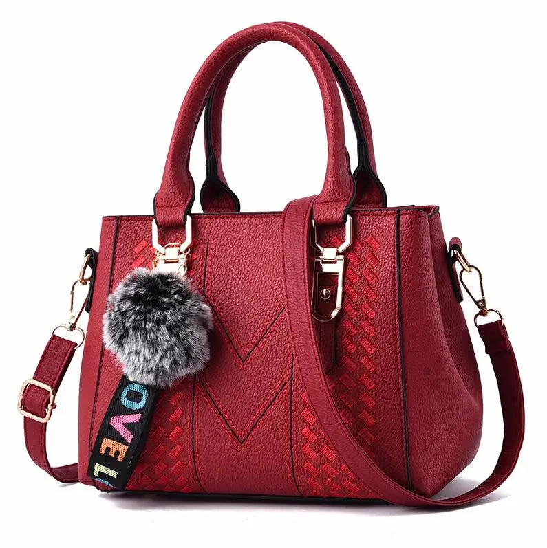 Bordado mensageiro sacos de bolsas de couro feminino sacos para mulheres sac a principal senhoras bola de cabelo saco de mão