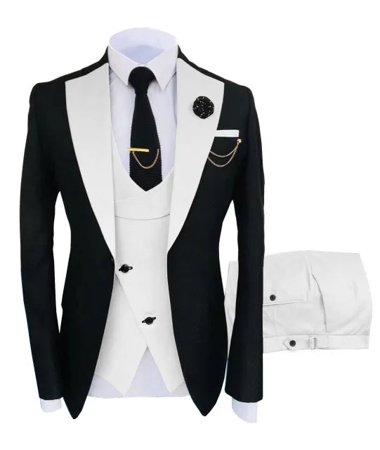 Ternos masculinos 3 peças sob medida melhor homem noivo casamento smoking fino ajuste jacquard duas cores blazer jaqueta colete calças smoking roupas