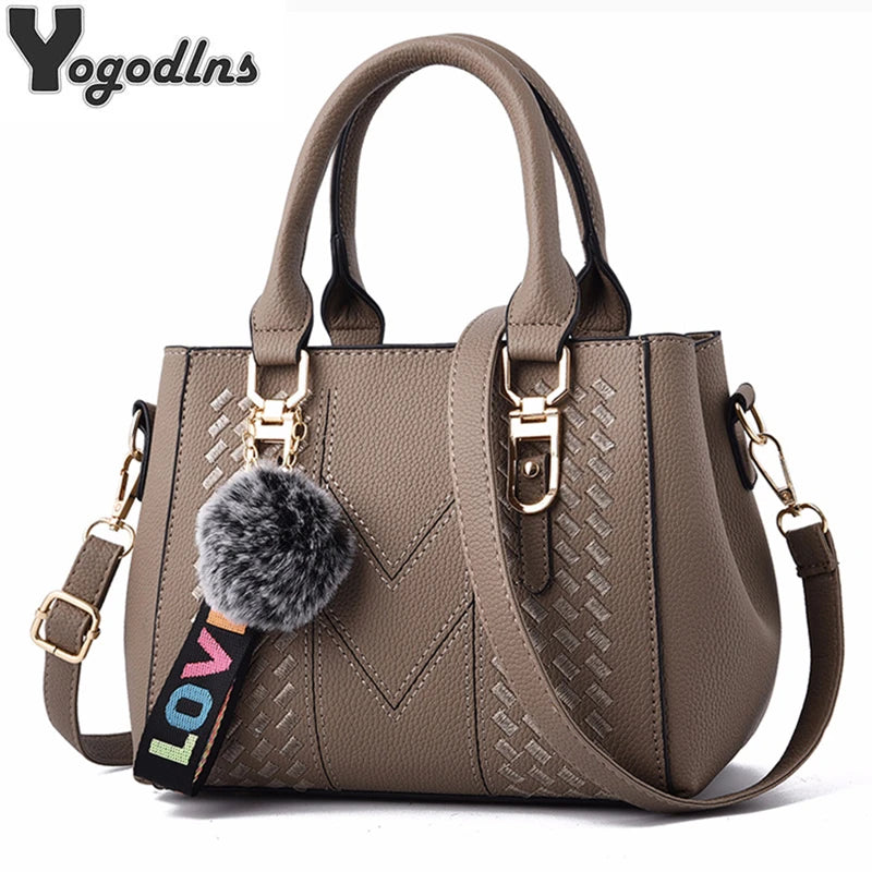 Bordado mensageiro sacos de bolsas de couro feminino sacos para mulheres sac a principal senhoras bola de cabelo saco de mão