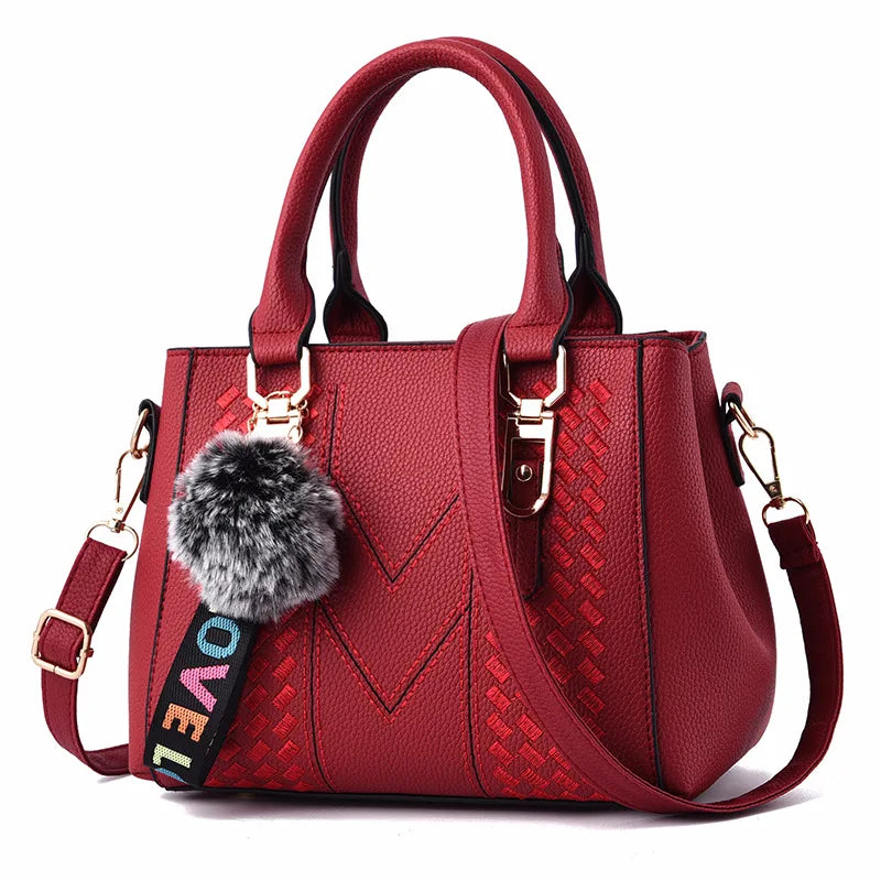 Bordado mensageiro sacos de bolsas de couro feminino sacos para mulheres sac a principal senhoras bola de cabelo saco de mão
