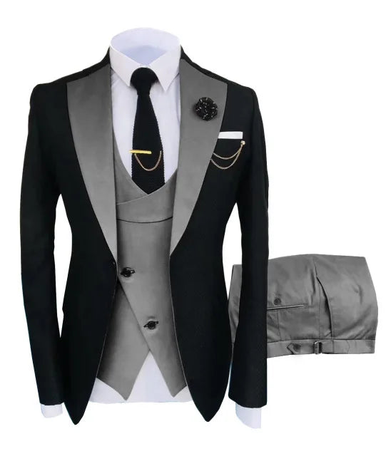 Ternos masculinos 3 peças sob medida melhor homem noivo casamento smoking fino ajuste jacquard duas cores blazer jaqueta colete calças smoking roupas
