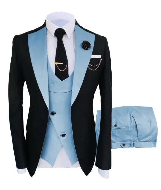 Ternos masculinos 3 peças sob medida melhor homem noivo casamento smoking fino ajuste jacquard duas cores blazer jaqueta colete calças smoking roupas