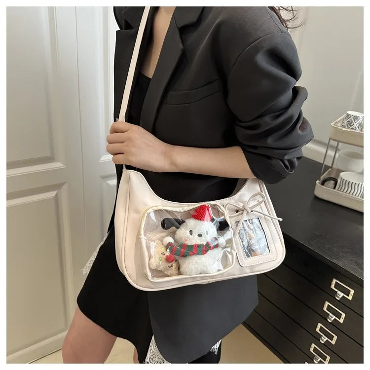 Y2k harajuku bolsa de ombro feminina coreano transparente ita saco escola crossbody saco feminino designer japonês bolsa preppy