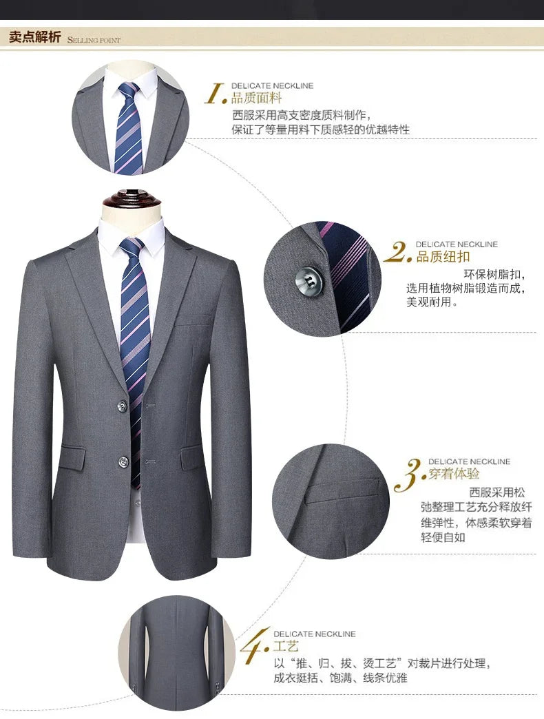 2024 masculino fino-ajuste de dois botões terno de negócios profissional trabalho formal conjunto de duas peças calças incluídas S-6XL