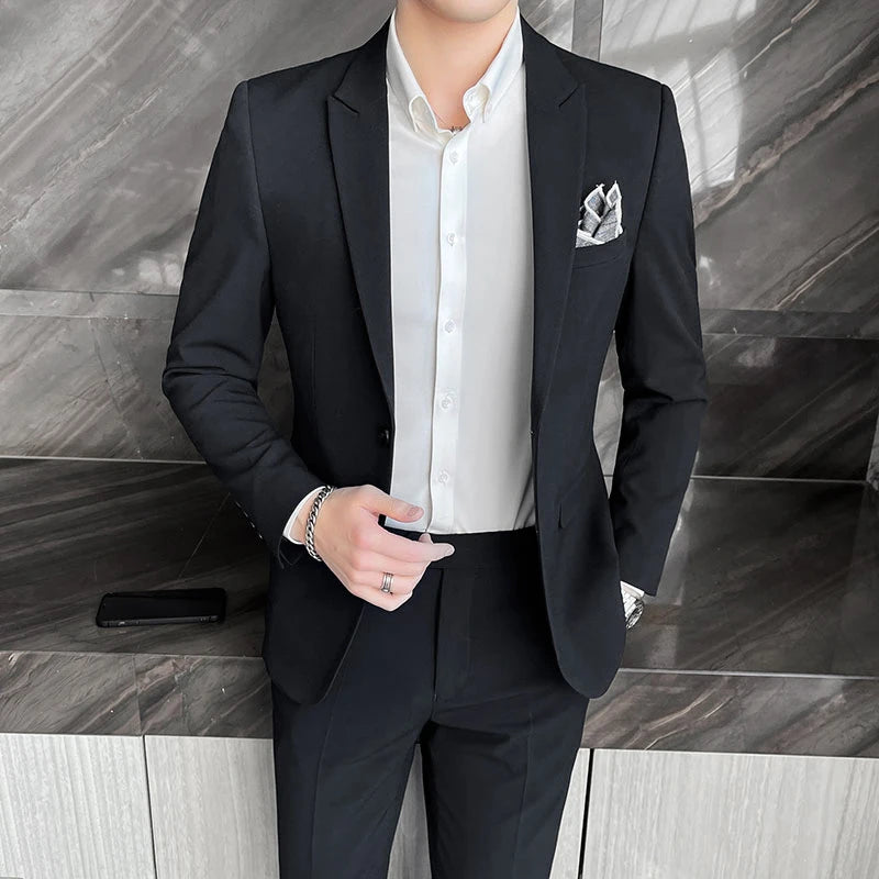 2025 terno de negócios masculino fino vestido de casamento conjunto de duas peças M-4XL elegante bonito tudo-em-um calças de banquete