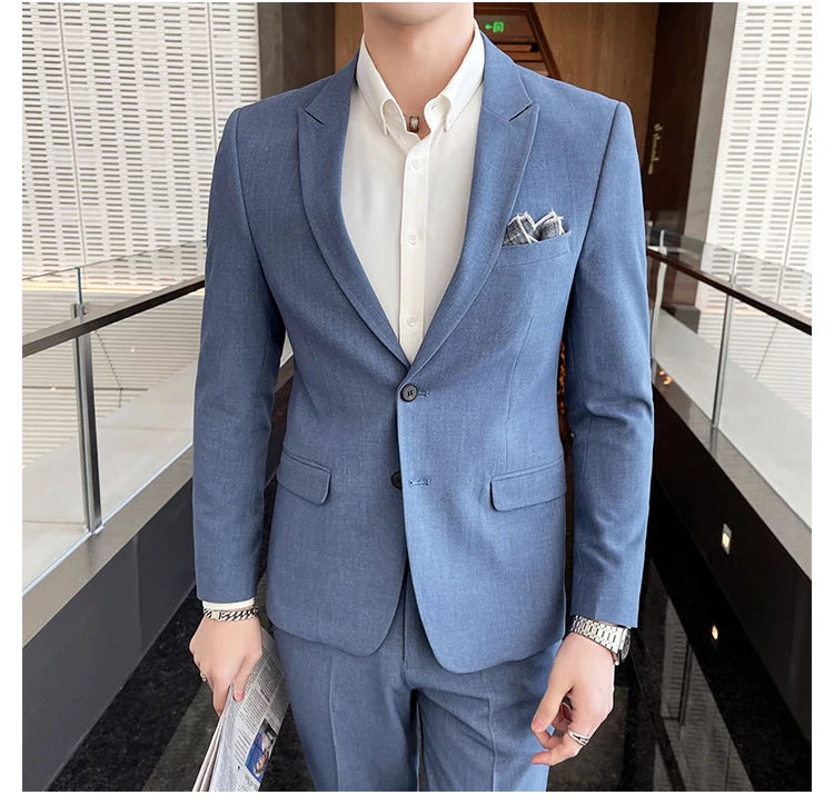 2025 terno de negócios masculino fino vestido de casamento conjunto de duas peças M-4XL elegante bonito tudo-em-um calças de banquete