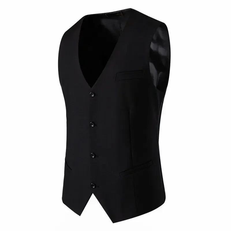 Terno masculino (blazer + colete + calças) moda negócios cor sólida casamento estilo britânico workwear, terno de desempenho casual