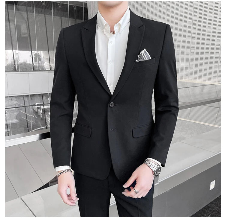 2025 terno de negócios masculino fino vestido de casamento conjunto de duas peças M-4XL elegante bonito tudo-em-um calças de banquete