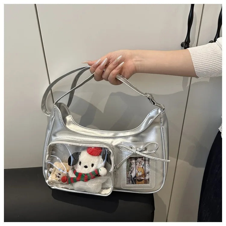 Y2k harajuku bolsa de ombro feminina coreano transparente ita saco escola crossbody saco feminino designer japonês bolsa preppy