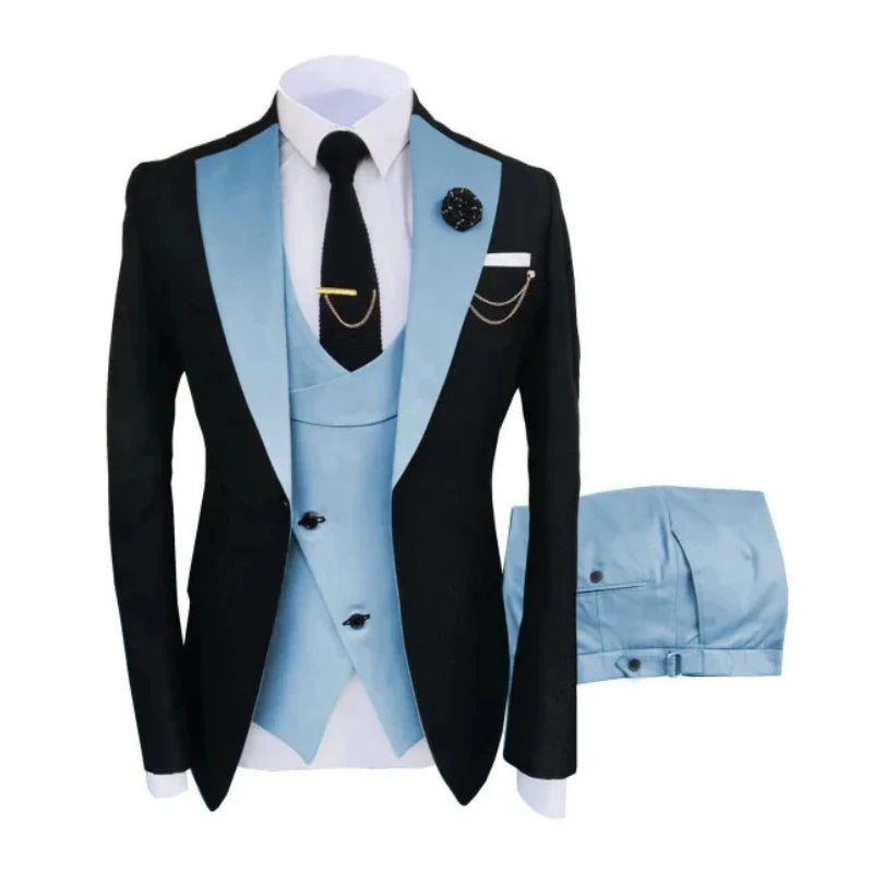 Ternos masculinos 3 peças sob medida melhor homem noivo casamento smoking fino ajuste jacquard duas cores blazer jaqueta colete calças smoking roupas