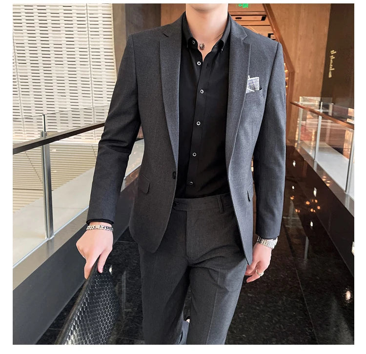 Conjunto masculino de duas peças, terno monocromático, todo apto para banquete bonito, casual e elegante, de alta qualidade, novo e elegante, M-4XL, 2022