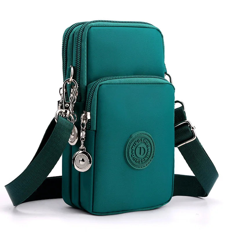 Bolsa de celular de nylon para mulheres, Bolsa para celular, Bolsa de moedas, Bolsa de ombro, Pequena bolsa crossbody, Bolsa de viagem, Nova