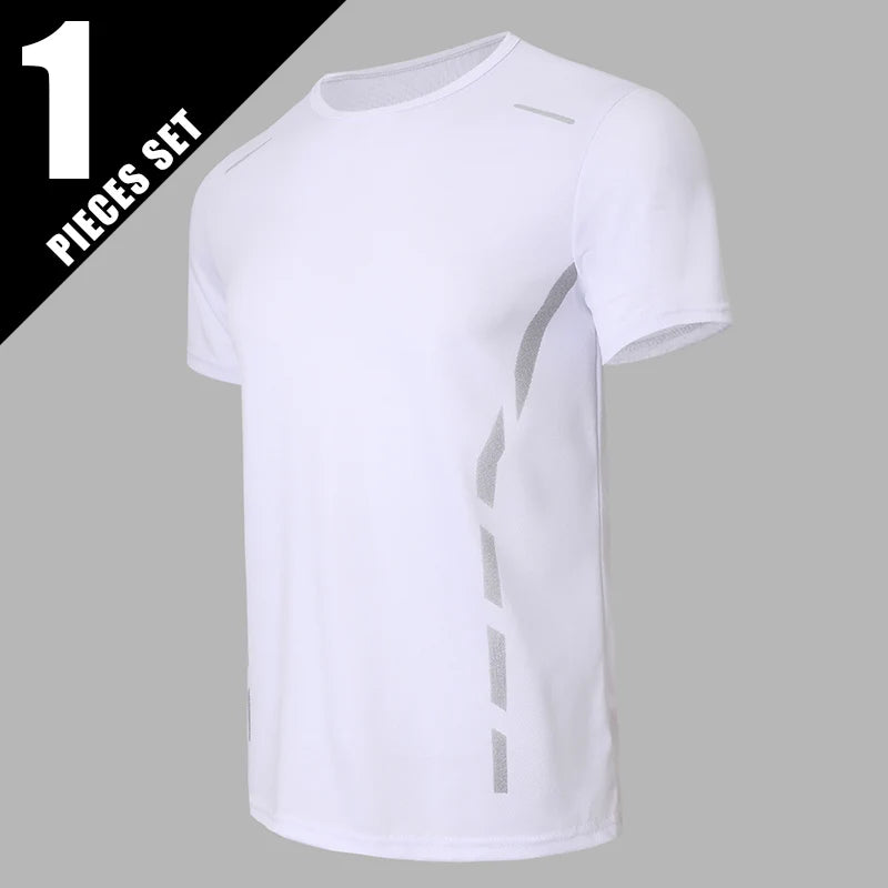 1/4 pçs masculino verão moda impressão de secagem rápida de manga curta juventude lazer esportes fitness respirável topo de meia-idade solto t