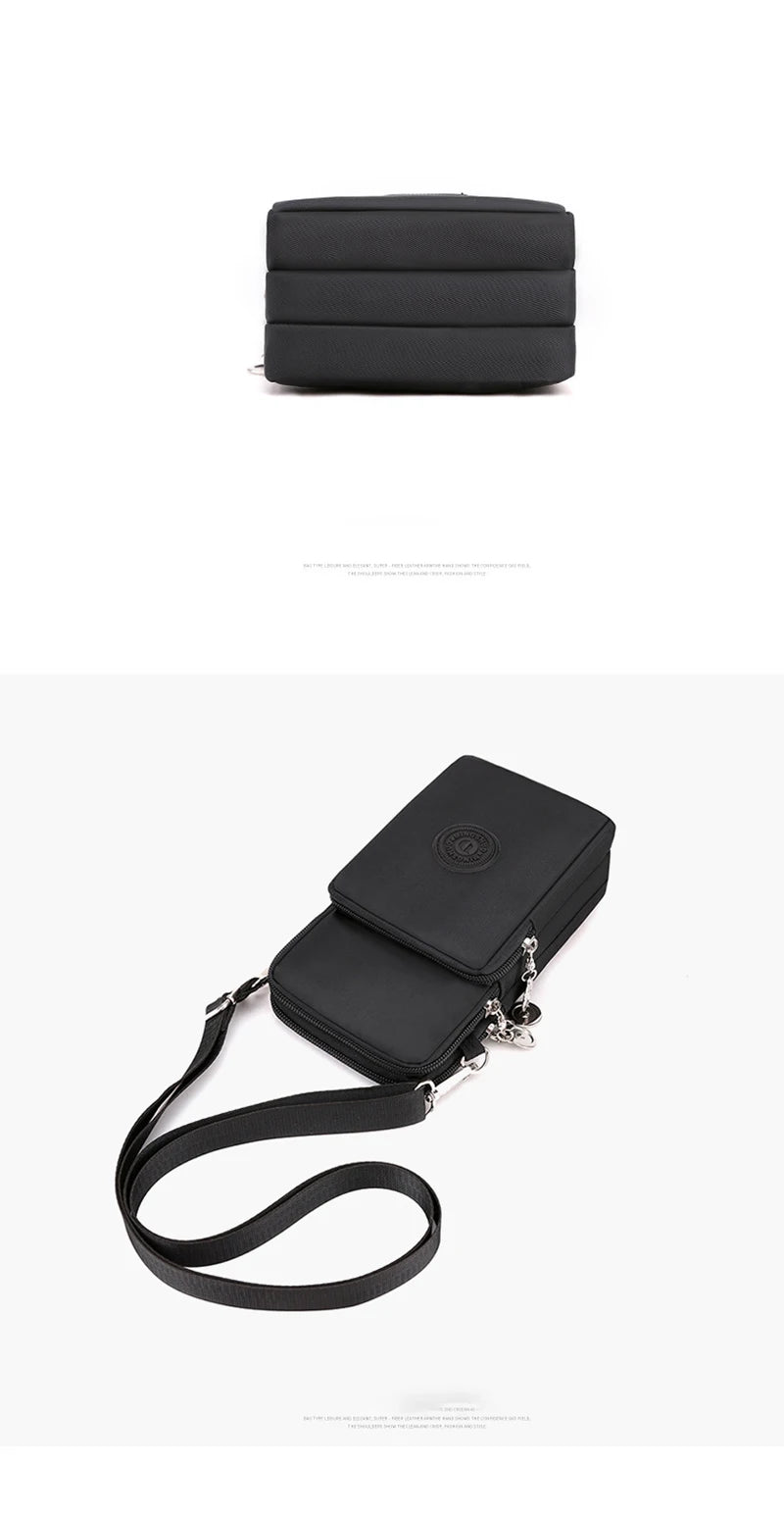Bolsa de celular de nylon para mulheres, Bolsa para celular, Bolsa de moedas, Bolsa de ombro, Pequena bolsa crossbody, Bolsa de viagem, Nova