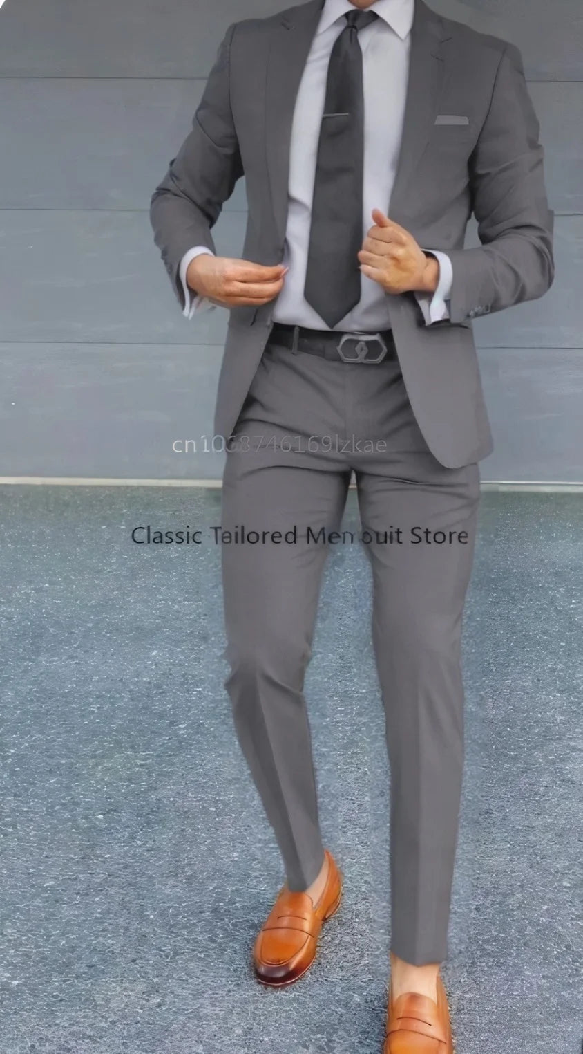 Terno masculino 2 peças terno jaqueta calças formal casamento smoking noivo roupas cor personalizada blazer XS-5XL