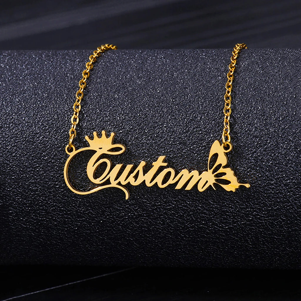 Colares com nome personalizado para mulheres, colar com pingente personalizado em aço inoxidável, joias personalizadas para o pescoço, presente de aniversário para namorada