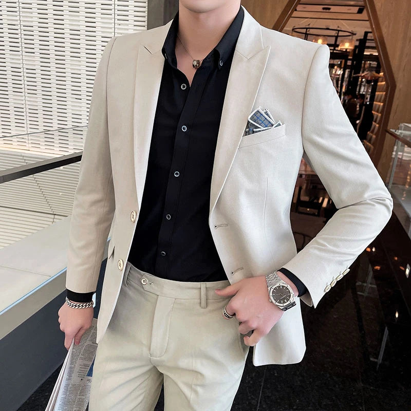 2025 terno de negócios masculino fino vestido de casamento conjunto de duas peças M-4XL elegante bonito tudo-em-um calças de banquete