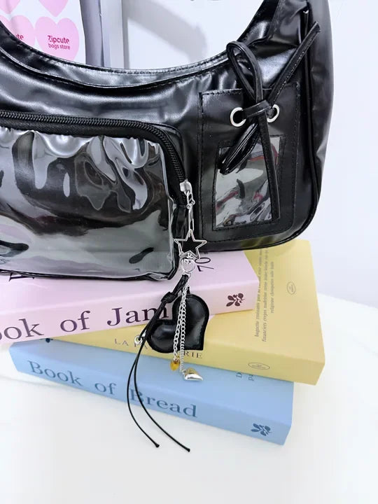 Y2k harajuku bolsa de ombro feminina coreano transparente ita saco escola crossbody saco feminino designer japonês bolsa preppy