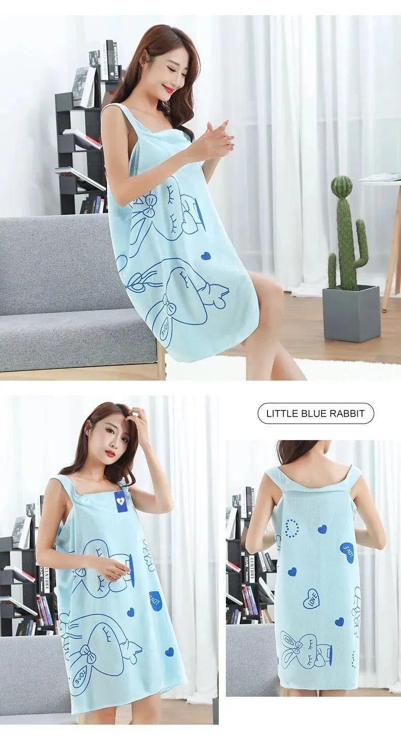 Toalha de banho wearable para mulheres adultas, Love Rabbit Increase, Whick Wipe Chest, Sauna a vapor de suor absorvente