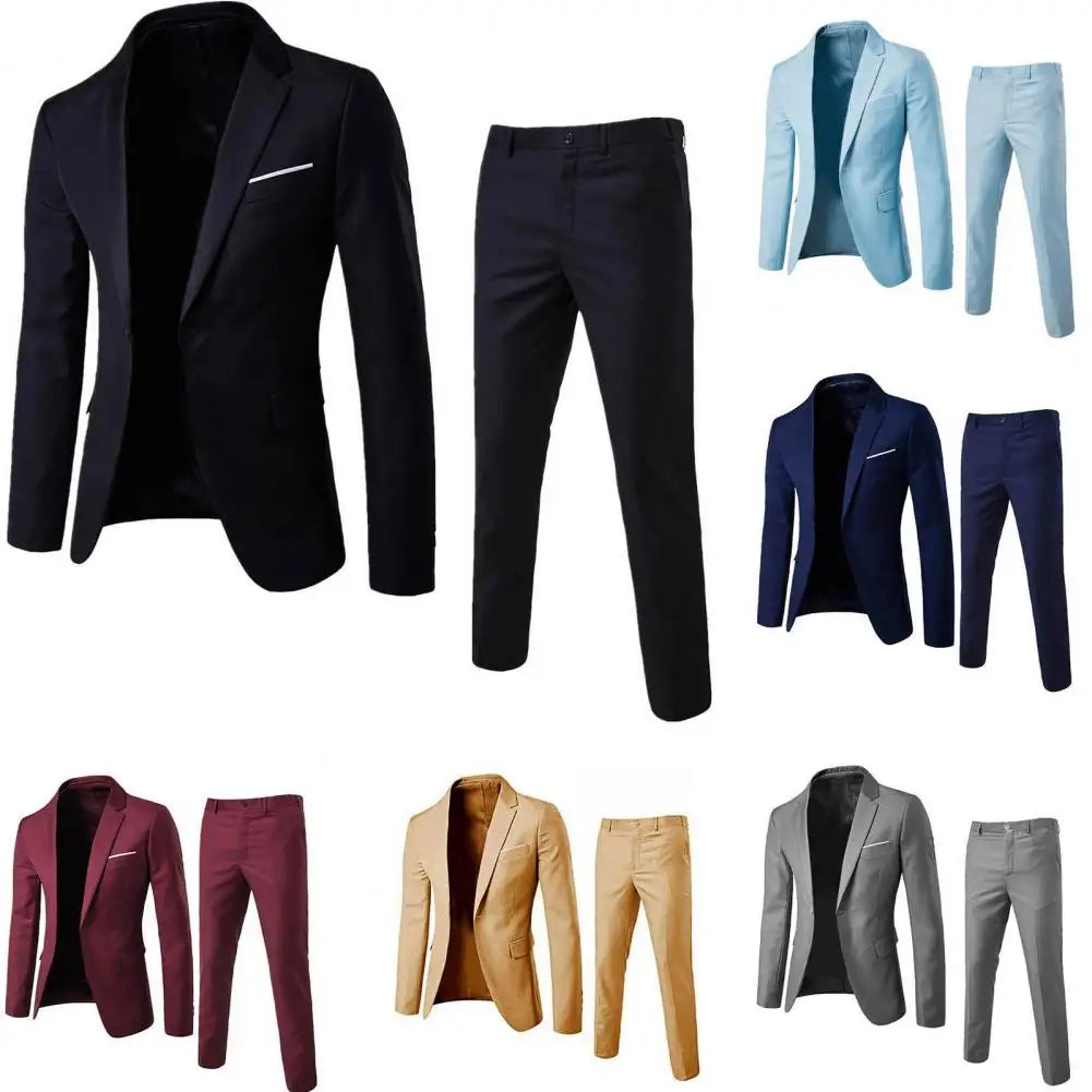 Calças masculinas formais 2 peças ternos masculinos terno de baile de casamento fino ajuste negócios trabalho wear ternos jaqueta do noivo masculino terno formal calças