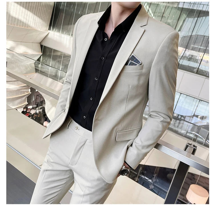 Conjunto masculino de duas peças, terno monocromático, todo apto para banquete bonito, casual e elegante, de alta qualidade, novo e elegante, M-4XL, 2022