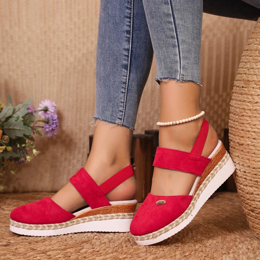 2025 novas mulheres dedo do pé fechado sandálias de cunha moda alpercatas sandálias plataforma fivela cinta sapatos gladiador mulher zapatos de mujer