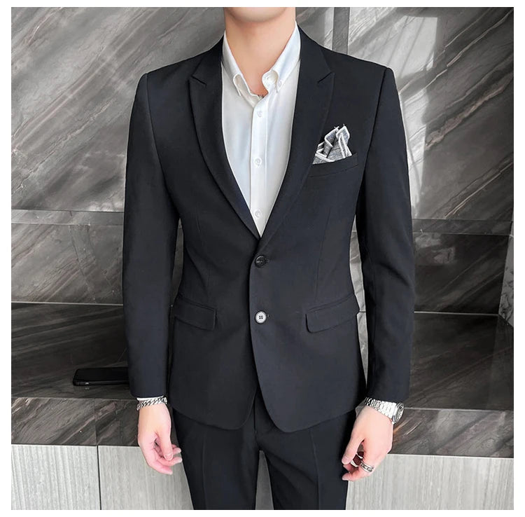 2025 terno de negócios masculino fino vestido de casamento conjunto de duas peças M-4XL elegante bonito tudo-em-um calças de banquete