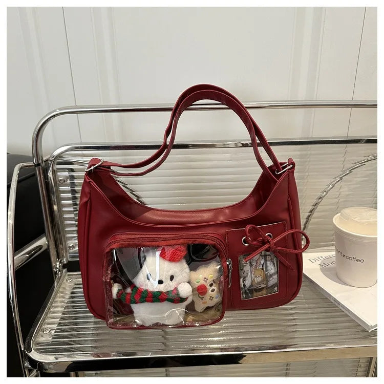 Y2k harajuku bolsa de ombro feminina coreano transparente ita saco escola crossbody saco feminino designer japonês bolsa preppy