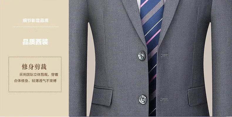 2024 masculino fino-ajuste de dois botões terno de negócios profissional trabalho formal conjunto de duas peças calças incluídas S-6XL