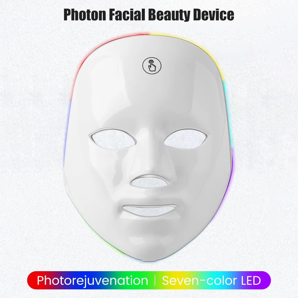 7-1 cores led máscara de cuidados com a pele facial, máscara de luz vermelha para rosto, rejuvenescimento casa face lifting clareamento dispositivo de beleza