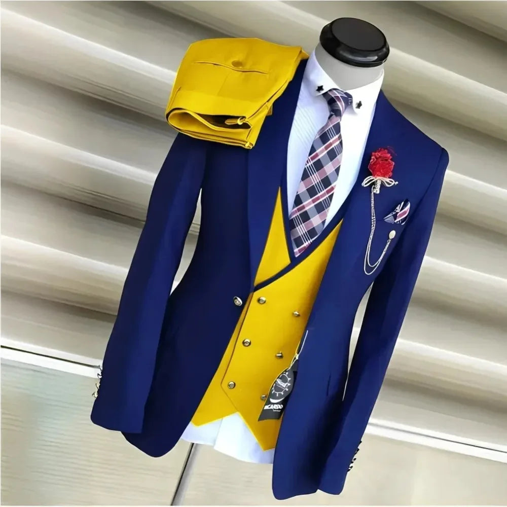 Ternos de negócios para homens casamento noivo notch lapela duplo breasted colete masculino vestido traje homme festa de formatura roupas masculinas 3 peças