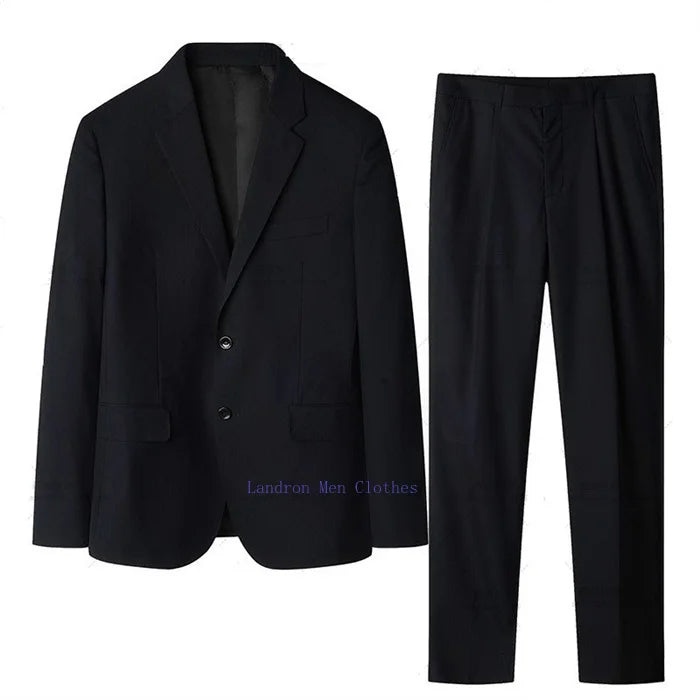 Terno de escritório masculino, casaco formal, calças plus size 6xl 7xl, blazer, trabalho de negócios, 2 peças, conjunto de padrinhos masculinos, roupas pretas, cinza e azuis