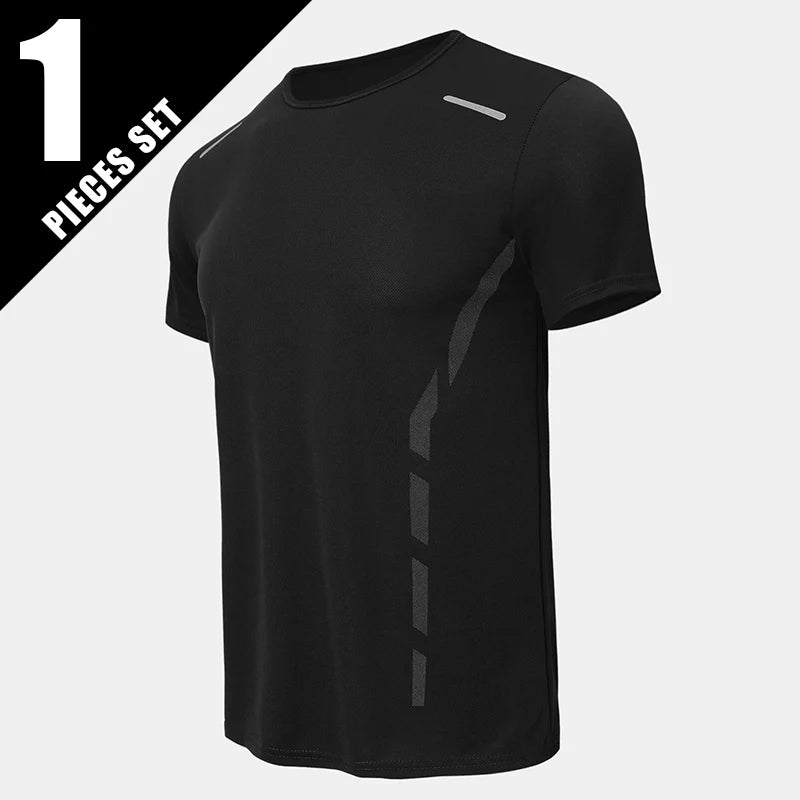 1/4 pçs masculino verão moda impressão de secagem rápida de manga curta juventude lazer esportes fitness respirável topo de meia-idade solto t
