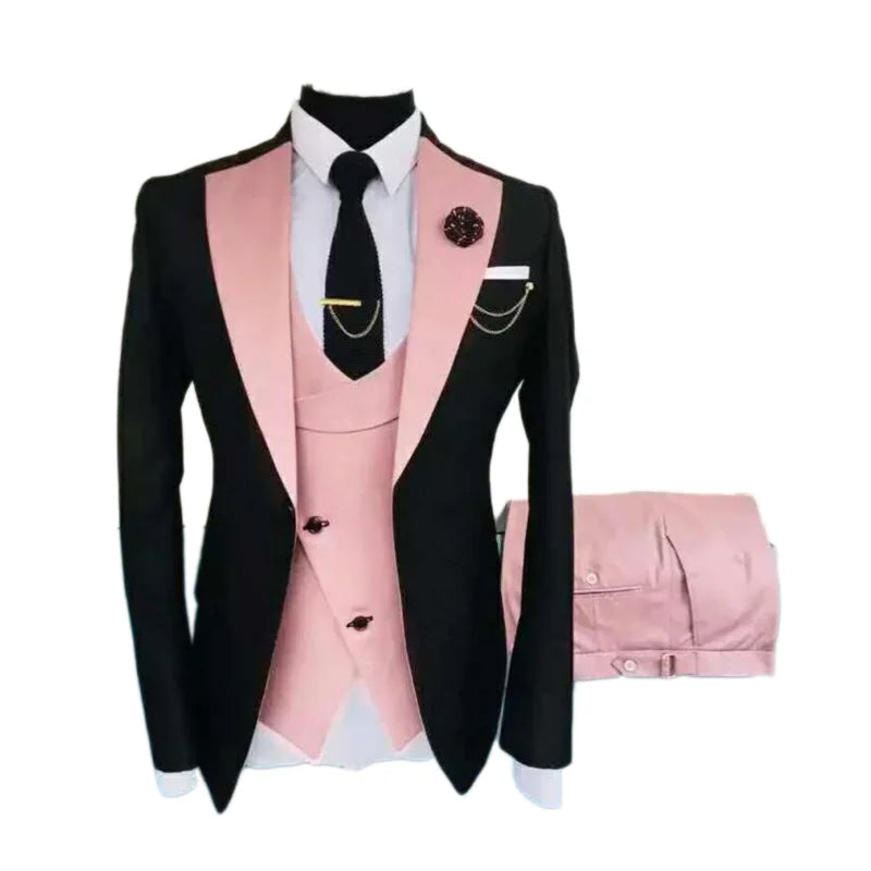Ternos masculinos 3 peças sob medida melhor homem noivo casamento smoking fino ajuste jacquard duas cores blazer jaqueta colete calças smoking roupas