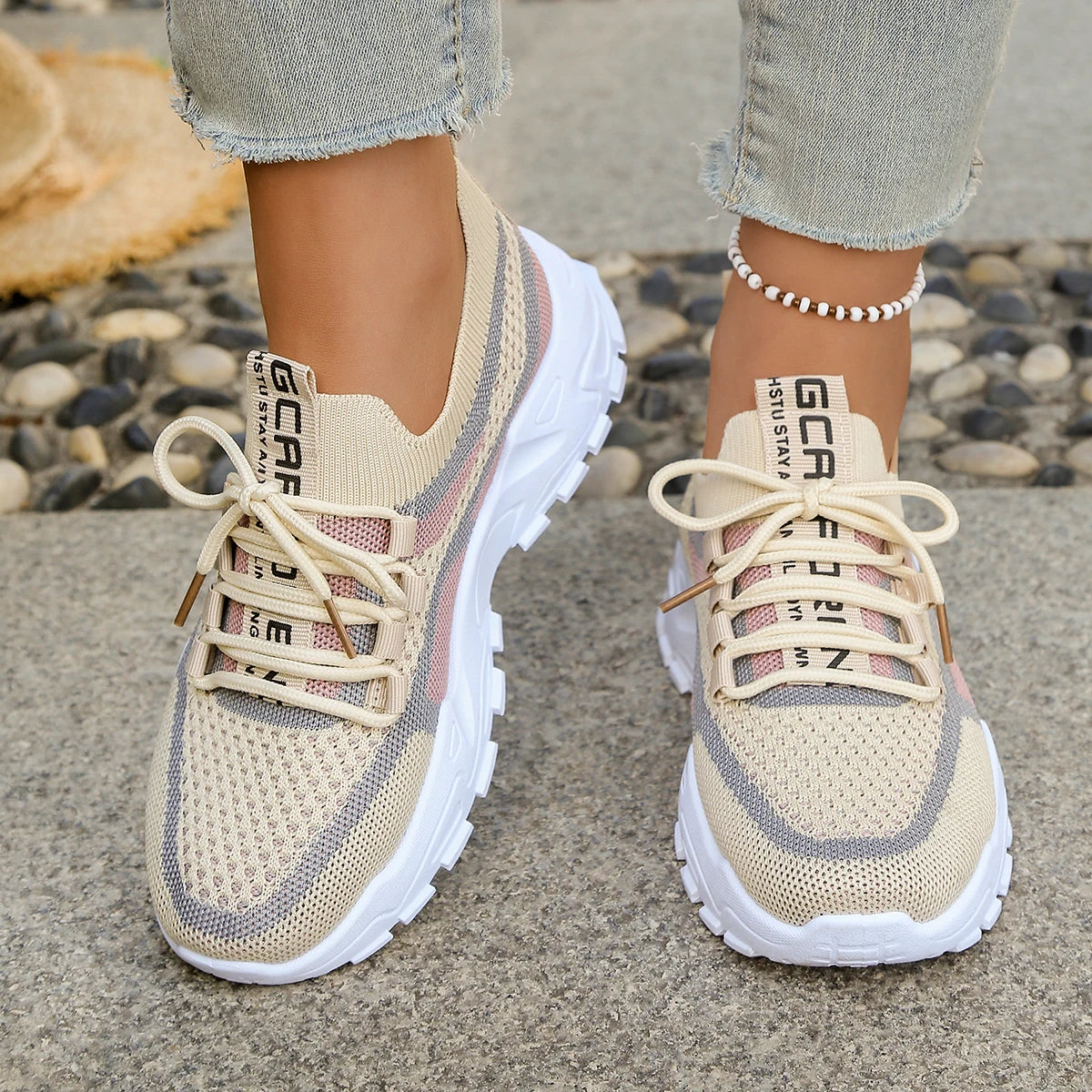 Calçados Femininos - Tênis Casuais Esportivos Verão 2026, Respiráveis e Leves, Sapatos de Trabalho Modernos em Duas Cores ou Uma Cor