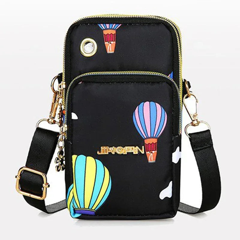 Bolsa de Celular Feminina Transversal Mini, Bolsa de Moedas Moderna para Mães, Bolsa de Ombro para Corrida com Alça de Pescoço, Carteira de 3 Camadas