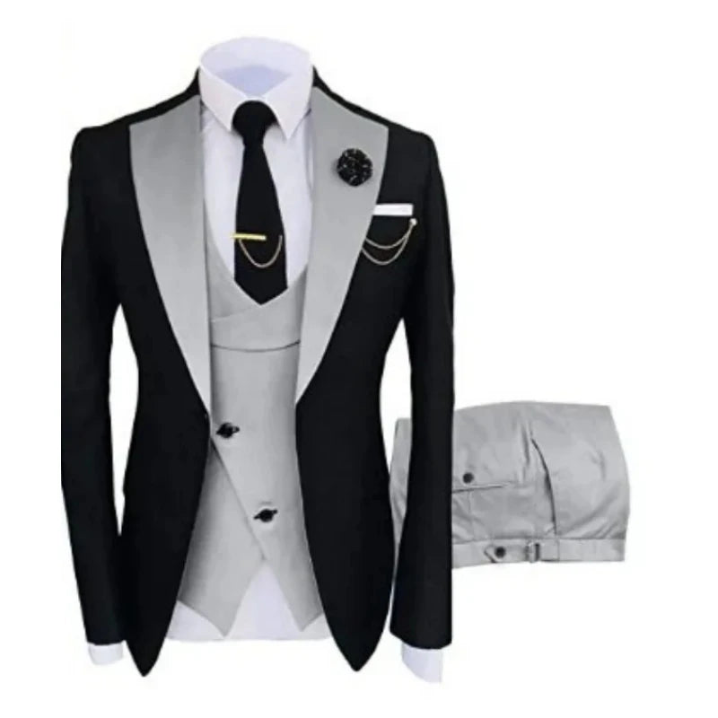 Ternos masculinos 3 peças sob medida melhor homem noivo casamento smoking fino ajuste jacquard duas cores blazer jaqueta colete calças smoking roupas