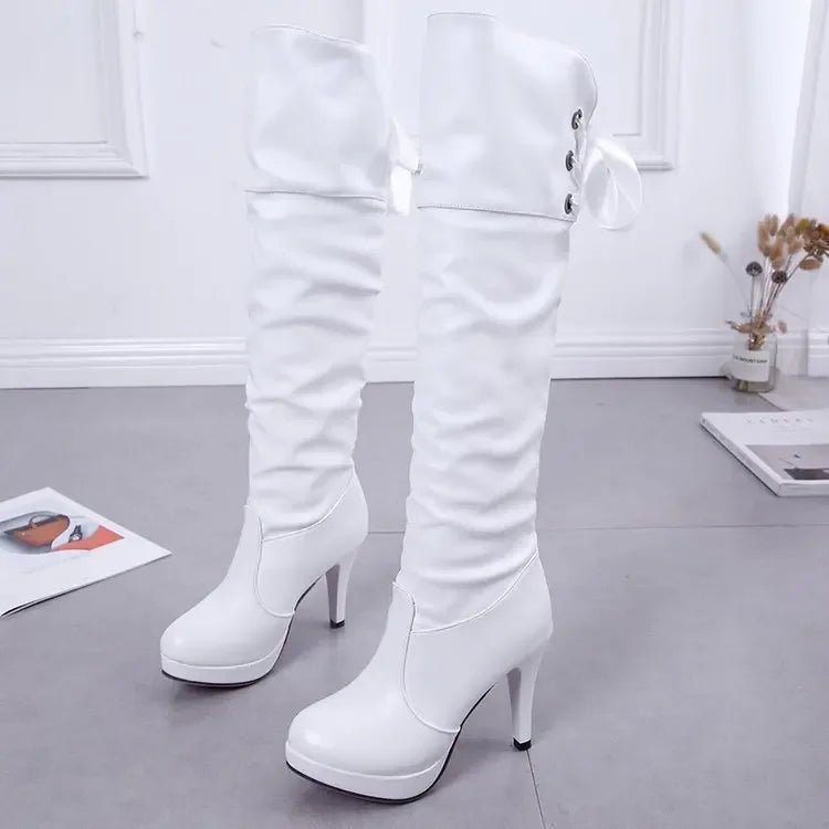 Botas femininas de luxo cavaleiro comprimento bota moda sexy sapatos de couro macio couro elegante confortável joelho botas altas