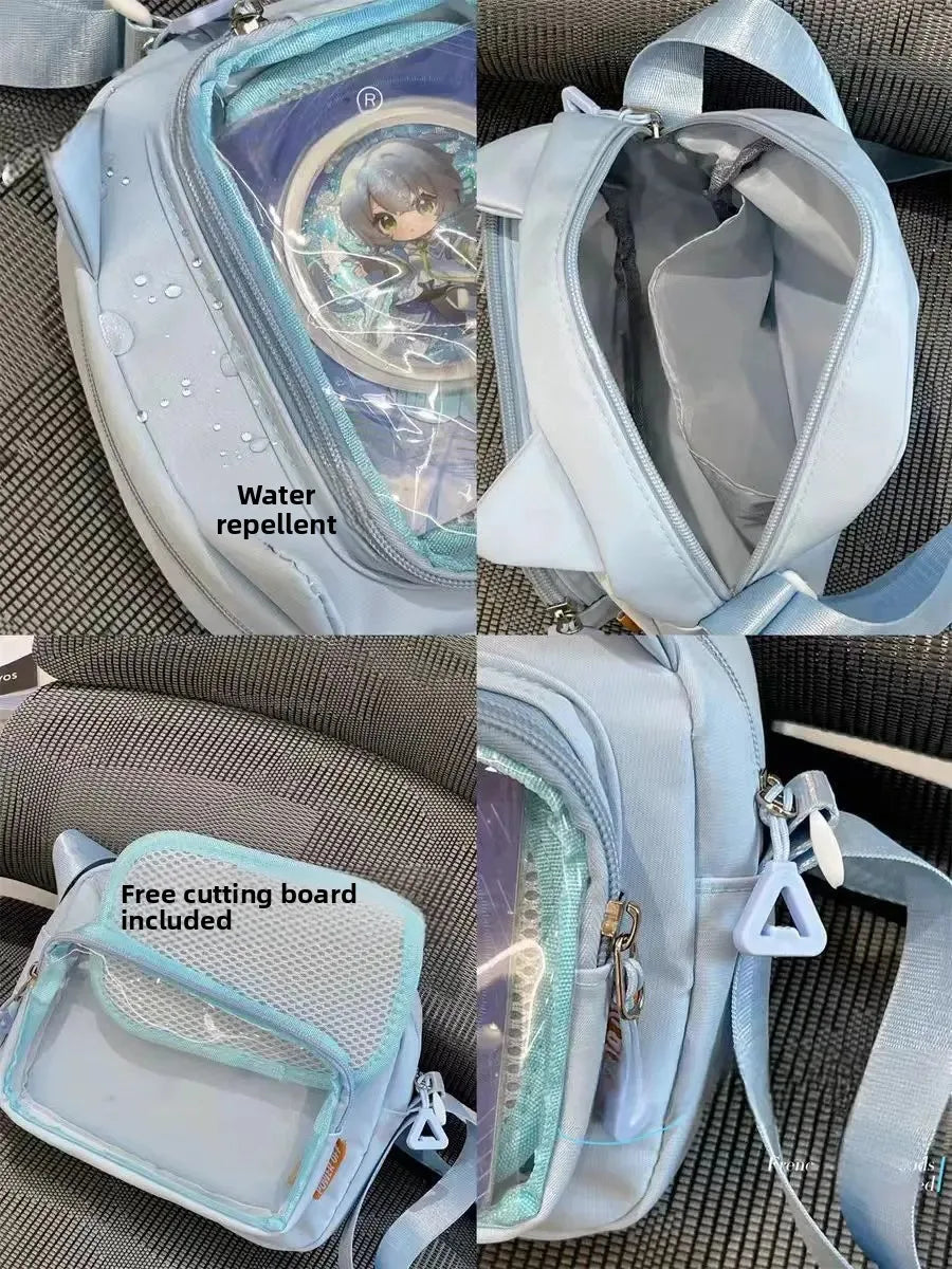 Y2k japonês harajuku sacos de escola para meninas novo transparente itabag ombro crossbody saco diy emblemas placa exibição ita saco
