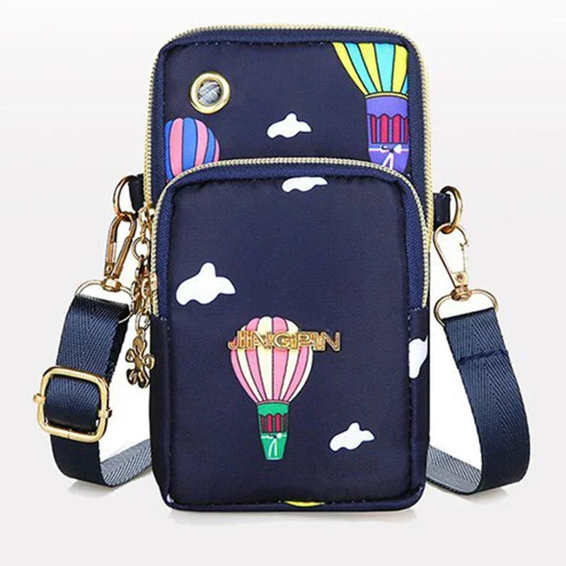 Bolsa de Celular Feminina Transversal Mini, Bolsa de Moedas Moderna para Mães, Bolsa de Ombro para Corrida com Alça de Pescoço, Carteira de 3 Camadas