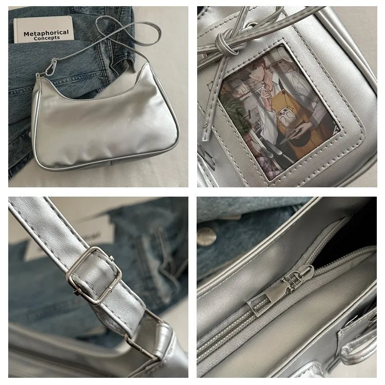 Y2k harajuku bolsa de ombro feminina coreano transparente ita saco escola crossbody saco feminino designer japonês bolsa preppy