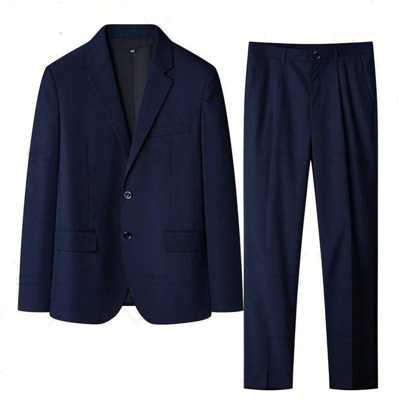 Terno de escritório masculino, casaco formal, calças plus size 6xl 7xl, blazer, trabalho de negócios, 2 peças, conjunto de padrinhos masculinos, roupas pretas, cinza e azuis