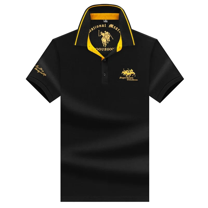 Camisa polo masculina bordada casual moda manga curta verão top confortável