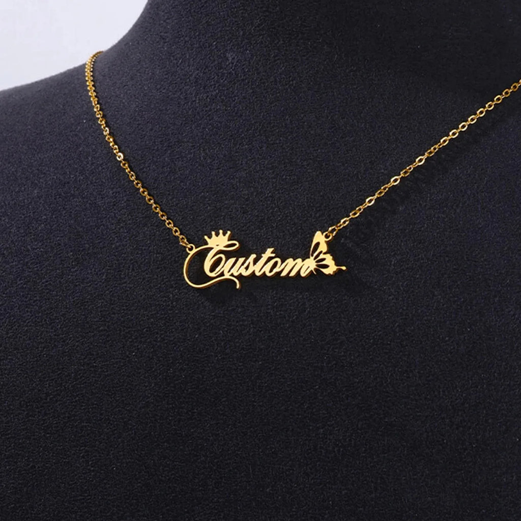 Colares com nome personalizado para mulheres, colar com pingente personalizado em aço inoxidável, joias personalizadas para o pescoço, presente de aniversário para namorada