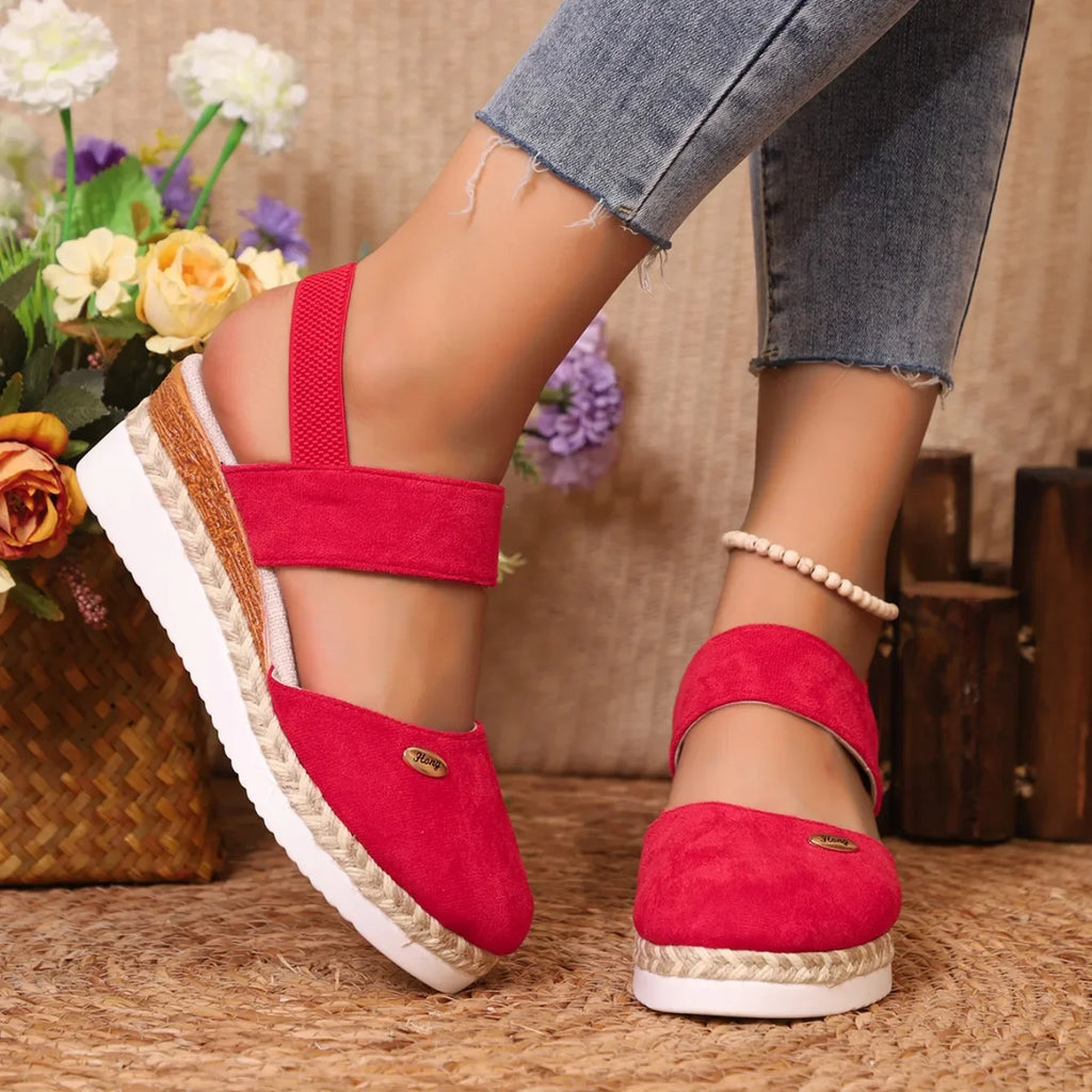 2025 novas mulheres dedo do pé fechado sandálias de cunha moda alpercatas sandálias plataforma fivela cinta sapatos gladiador mulher zapatos de mujer
