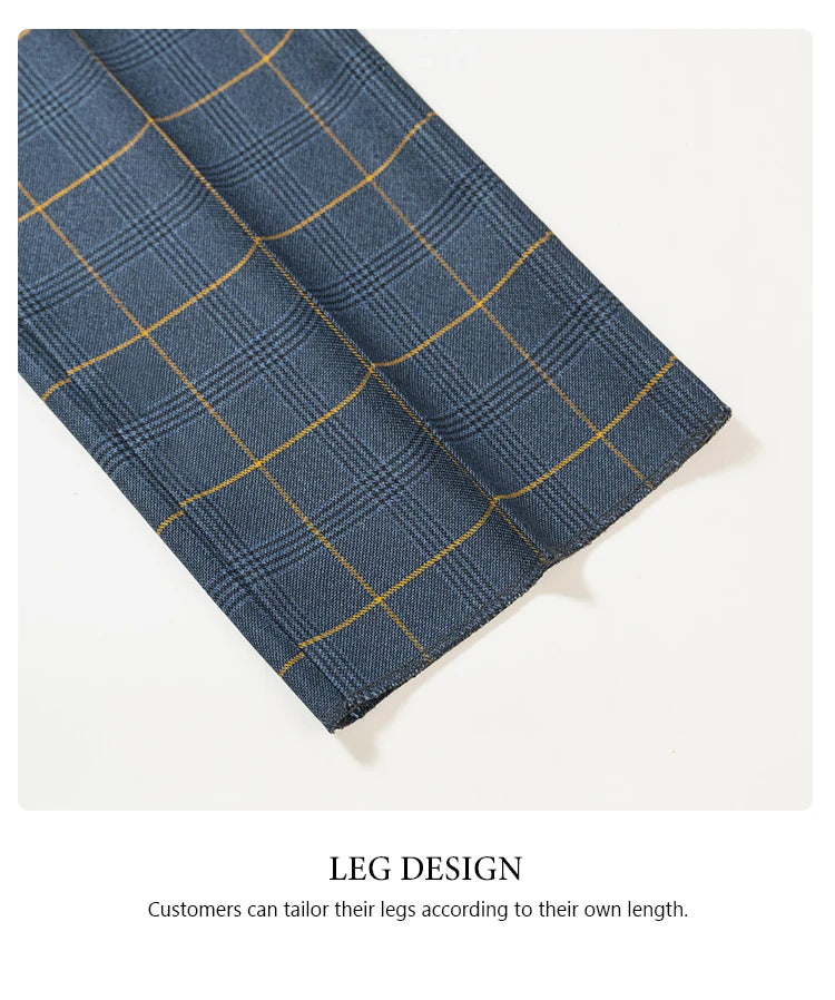 Conjunto de terno xadrez de 3 peças, azul escuro, elegante, para negócios, escritório, casamento, traje formal, elegante, completo, para jantar.