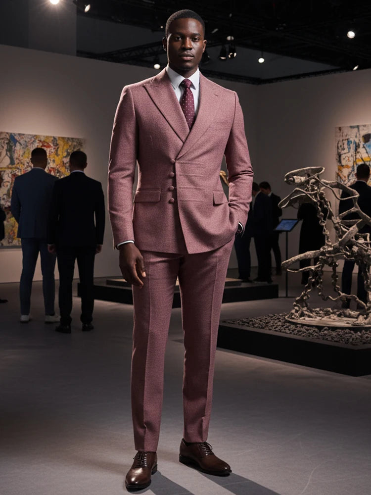Terno masculino elegante ST Cassy para casamento, cinza, slim fit, trespassado, com vários botões, casual, para negócios, conjunto de 2 peças para festa.