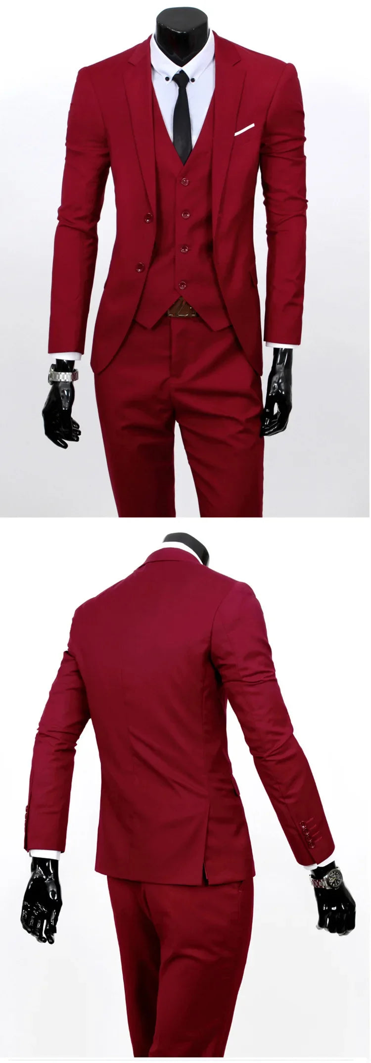 Terno de padrinhos de casamento de três peças, slim fit, roupa formal masculina, traje profissional personalizável, roupa de comemoração de casamento